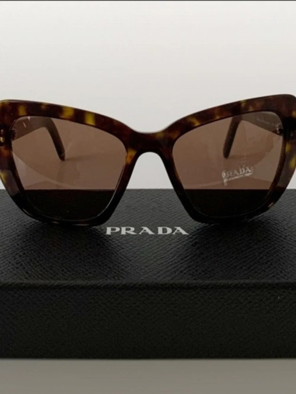 PRADA Tortoiseshell Square Cat-Eye Women's Sunglasses - Brown Lenses